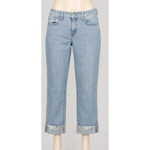 AG Adriano Goldschmied Ex-Boyfriend Slim Jeans 29R Distressed Cuffed Light Wash